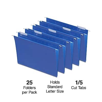 Staples - Hanging File Folder, 5-Tab, Letter Size, 125/Carton - Blue Staples - Hanging File Folder, 5-Tab, Letter Size, 125/Carton - Blue