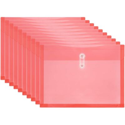 Unique Bargains - 10pcs Plastic Envelopes with Button String Tie Closure, A4 Size File Document Folders for Home Work Office Organization - Red Unique Bargains - 10pcs Plastic Envelopes with Button String Tie Closure, A4 Size File Document Folders for Home Work Office Organization - Red