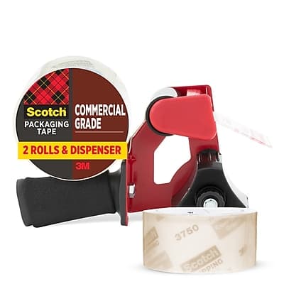 Scotch - Commercial Grade Packaging Tape with Dispenser, 1.88" x 54.6 yds., 2/Pack - Clear Scotch - Commercial Grade Packaging Tape with Dispenser, 1.88" x 54.6 yds., 2/Pack - Clear