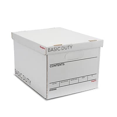 Staples - 65% Recycled Corrugated File Box Lift Off Lid, Letter/Legal Size/ 10/Pack - White/Black Staples - 65% Recycled Corrugated File Box Lift Off Lid, Letter/Legal Size/ 10/Pack - White/Black