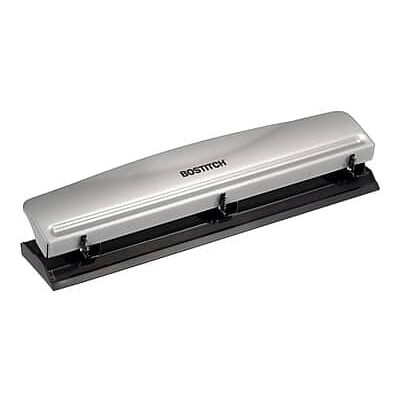 Bostitch - 3-Hole Punch, 12 Sheet Capacity - Silver/Black Bostitch - 3-Hole Punch, 12 Sheet Capacity - Silver/Black