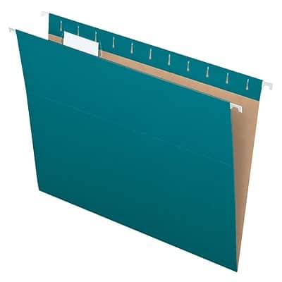 Pendaflex - Recycled Hanging File Folders, 1/5 Tab, Letter Size, 25/Box - Teal Pendaflex - Recycled Hanging File Folders, 1/5 Tab, Letter Size, 25/Box - Teal