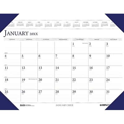 House of Doolittle - 2026 Executive 24" x 19" Monthly Desk Pad Calendar - Blue House of Doolittle - 2026 Executive 24" x 19" Monthly Desk Pad Calendar - Blue