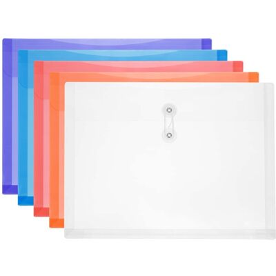 Unique Bargains - 10pcs Plastic Envelopes with Button String Tie Closure, A4 Size File Document Folders for Home Work Office Organization - Multicolor Unique Bargains - 10pcs Plastic Envelopes with Button String Tie Closure, A4 Size File Document Folders for Home Work Office Organization - Multicolor