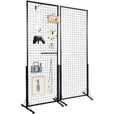 VEVOR - 2' x 5.6' Grid Wall Panels Tower, 2 Packs Wire Gridwall Display Racks with T-Base Floorstanding - Black VEVOR - 2' x 5.6' Grid Wall Panels Tower, 2 Packs Wire Gridwall Display Racks with T-Base Floorstanding - Black