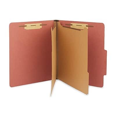 Staples - Recycled Pressboard Classification Folder, 2-Dividers, 2 1/2" Expansion, Letter Size, 20/Box - Brick Red Staples - Recycled Pressboard Classification Folder, 2-Dividers, 2 1/2" Expansion, Letter Size, 20/Box - Brick Red