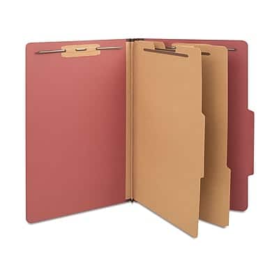 Staples - 60% Recycled Pressboard Classification Folder, 2-Dividers, 2.5" Expansion, Legal Size, 20/Box - Brick Red Staples - 60% Recycled Pressboard Classification Folder, 2-Dividers, 2.5" Expansion, Legal Size, 20/Box - Brick Red