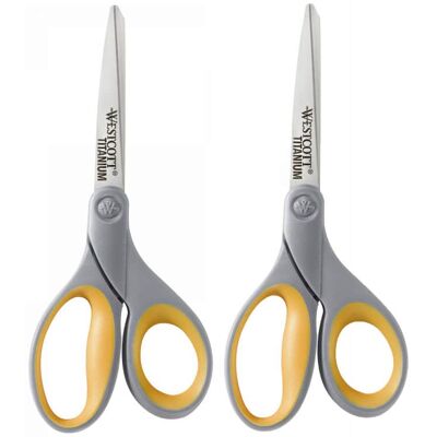 Westcott - Soft Handle Titanium Bonded Scissors, 8" Straight, Pack of 2 Westcott - Soft Handle Titanium Bonded Scissors, 8" Straight, Pack of 2