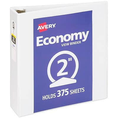 Avery - 2" 3-Ring View Binders - White Avery - 2" 3-Ring View Binders - White