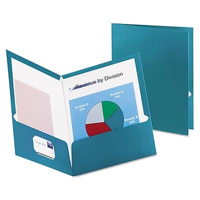 Oxford - Two-Pocket Laminated Folder, 100-Sheet Capacity, 25/Box - Metallic Teal Oxford - Two-Pocket Laminated Folder, 100-Sheet Capacity, 25/Box - Metallic Teal