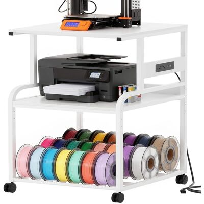 Aheaplus - Heavy Duty Rolling 3D Printer Stand with Power Outlet & Filament Storage - 3-Tier Lockable Cart for Home Office - White Aheaplus - Heavy Duty Rolling 3D Printer Stand with Power Outlet & Filament Storage - 3-Tier Lockable Cart for Home Office - White
