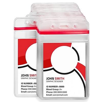 Staples - Vertical Sealable ID Badge Holders, 5" x 3", Vinyl, 50/Pack - Clear Staples - Vertical Sealable ID Badge Holders, 5" x 3", Vinyl, 50/Pack - Clear