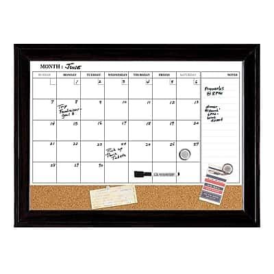 Quartet - Magnetic Cork & Dry Erase Calendar Whiteboard, 2' x 1.5' - Espresso Frame Quartet - Magnetic Cork & Dry Erase Calendar Whiteboard, 2' x 1.5' - Espresso Frame