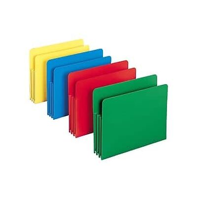 Smead - Heavy Duty Poly File Pockets, 3-1/2" Expansion, Letter Size, 4/Box - Assorted Colors Smead - Heavy Duty Poly File Pockets, 3-1/2" Expansion, Letter Size, 4/Box - Assorted Colors