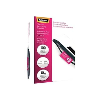Fellowes - Thermal Laminating Pouches, Business Card, 10 Mil, 100/Pack - Clear Fellowes - Thermal Laminating Pouches, Business Card, 10 Mil, 100/Pack - Clear