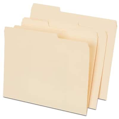 Staples - 30% Interior Recycled File Folders, 1/3-Cut Tab, Letter Size, 100/Box - Manila Staples - 30% Interior Recycled File Folders, 1/3-Cut Tab, Letter Size, 100/Box - Manila