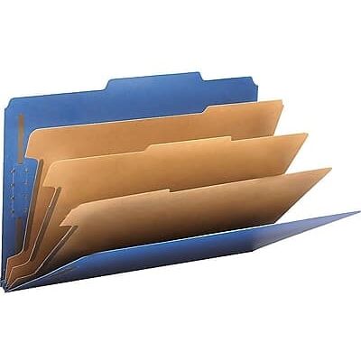 Smead - 50% Recycled Pressboard Classification Folders, Legal Size, 3 Dividers, 10/Box - Dark Blue Smead - 50% Recycled Pressboard Classification Folders, Legal Size, 3 Dividers, 10/Box - Dark Blue