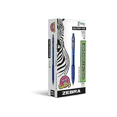 Zebra - Z-Grip Retractable Ballpoint Pen, Medium Point, 1.0mm, Blue Ink, Dozen - Clear Zebra - Z-Grip Retractable Ballpoint Pen, Medium Point, 1.0mm, Blue Ink, Dozen - Clear