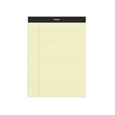 Staples - Notepad, 8.5" x 11.75", Narrow Ruled, 100 Sheets/Pad, Each - Canary Staples - Notepad, 8.5" x 11.75", Narrow Ruled, 100 Sheets/Pad, Each - Canary