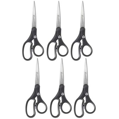 Westcott - KleenEarth® Basic 8" Scissors, Straight, Black, Pack of 6 Westcott - KleenEarth® Basic 8" Scissors, Straight, Black, Pack of 6