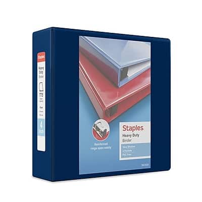 Staples - Heavy Duty 4" 3-Ring View Binder, D-Ring - Navy Blue Staples - Heavy Duty 4" 3-Ring View Binder, D-Ring - Navy Blue