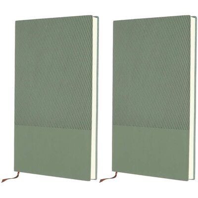 Unique Bargains - 2pcs Lined Journal Notebook 8.3x5.7", A5 98 Pages 80GSM Soft PU Leather Ribbed Daily Journal for Office - Green Unique Bargains - 2pcs Lined Journal Notebook 8.3x5.7", A5 98 Pages 80GSM Soft PU Leather Ribbed Daily Journal for Office - Green