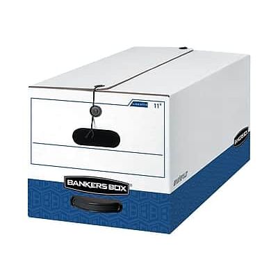 Bankers Box - Liberty Heavy-Duty Corrugated File Storage Boxes, Letter Size/Blue, 4/Carton - White and Blue Bankers Box - Liberty Heavy-Duty Corrugated File Storage Boxes, Letter Size/Blue, 4/Carton - White and Blue