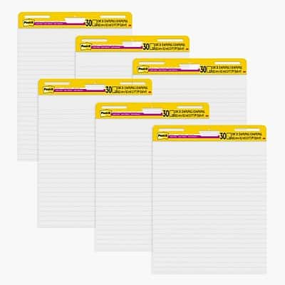 Post-it - Super Sticky Wall Easel Pad, 25" x 30", Lined, 30 Sheets/Pad, 6 Pads/Pack - White Post-it - Super Sticky Wall Easel Pad, 25" x 30", Lined, 30 Sheets/Pad, 6 Pads/Pack - White