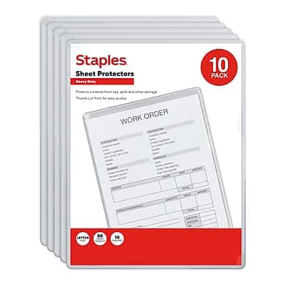 Staples - Plastic Sleeve, 8.5" x 11", 10/Pack - Clear Staples - Plastic Sleeve, 8.5" x 11", 10/Pack - Clear