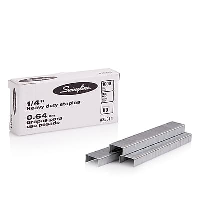 Swingline - Premium Heavy Duty Staples, 1/4" Length, 100 Staples/Strip, 1,000 Staples/Box - Silver Swingline - Premium Heavy Duty Staples, 1/4" Length, 100 Staples/Strip, 1,000 Staples/Box - Silver