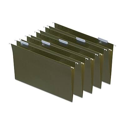 Staples - 95% Recycled Hanging File Folder, 1/5-Cut Tab, Legal Size, 50/Box - Standard Green Staples - 95% Recycled Hanging File Folder, 1/5-Cut Tab, Legal Size, 50/Box - Standard Green