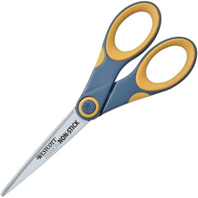 Westcott - 7" Titanium Bonded Non stick Scissors Straight Titanium Pointed Tip 1 Each - Yellow Westcott - 7" Titanium Bonded Non stick Scissors Straight Titanium Pointed Tip 1 Each - Yellow