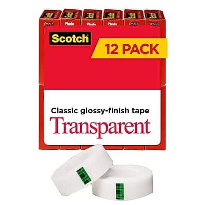 Scotch - Tape Refill, 0.75" x 27.77 yds., 1" Core, 12 Rolls/Pack - Transparent Clear Scotch - Tape Refill, 0.75" x 27.77 yds., 1" Core, 12 Rolls/Pack - Transparent Clear