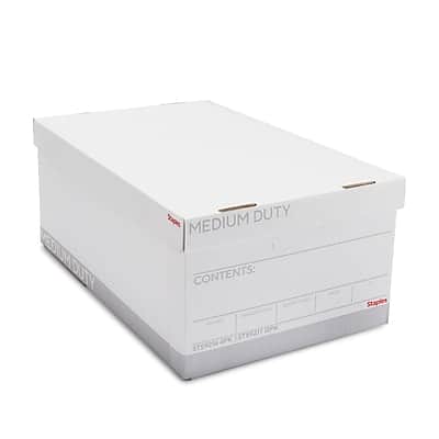 Staples - Medium Duty File Box, Lift Off Lid, Legal, 4/Carton - White/Gray Staples - Medium Duty File Box, Lift Off Lid, Legal, 4/Carton - White/Gray