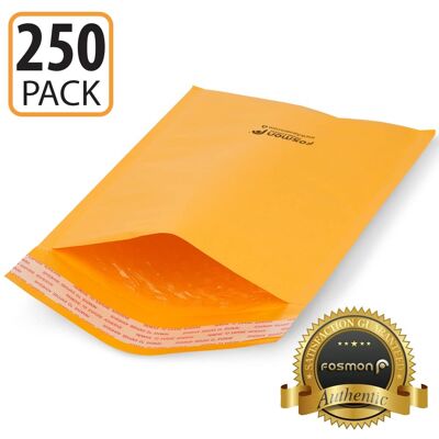 Fosmon - #0 Kraft Bubble Mailer 6.5" x 10", Extra Wide Padded Shipping Envelopes, 6.5 x 9" Usable Size - 250 Pack - Orange Fosmon - #0 Kraft Bubble Mailer 6.5" x 10", Extra Wide Padded Shipping Envelopes, 6.5 x 9" Usable Size - 250 Pack - Orange