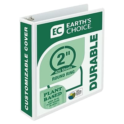 Samsill - Earth's Choice Plant-Based Durable 2" View Binder,3-Ring , Made in USA - White Samsill - Earth's Choice Plant-Based Durable 2" View Binder,3-Ring , Made in USA - White