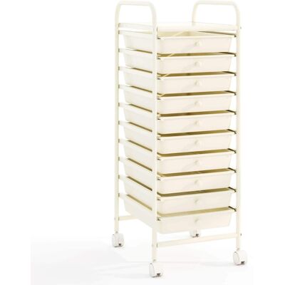 Costway - 10 Drawer Rolling Storage Cart Scrapbook Paper Office School Organizer - White Costway - 10 Drawer Rolling Storage Cart Scrapbook Paper Office School Organizer - White