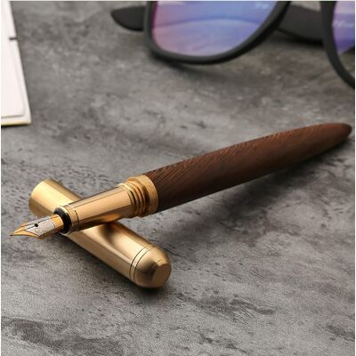 Steel Horse Leather - The Hemmingway Handmade Wood and Brass Fountain Pen - Dark Brown Steel Horse Leather - The Hemmingway Handmade Wood and Brass Fountain Pen - Dark Brown