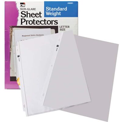 Charles Leonard - Sheet Protectors Standard Weight Letter Size Non-Glare Box of 100 Charles Leonard - Sheet Protectors Standard Weight Letter Size Non-Glare Box of 100