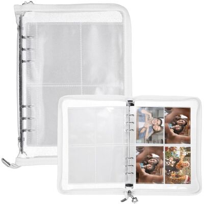 Unique Bargains - A5 Photocard Binder 4-Photo Style Clear Kpop Holder Book with 20 Inner Pages 160 Card Slots - White Unique Bargains - A5 Photocard Binder 4-Photo Style Clear Kpop Holder Book with 20 Inner Pages 160 Card Slots - White