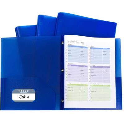C-line - C Line Two Pocket Heavyweight Poly Portfolio Folder with Prongs Blue Pack of 10 C-line - C Line Two Pocket Heavyweight Poly Portfolio Folder with Prongs Blue Pack of 10