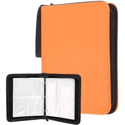 Unique Bargains - 4 Pocket Trading Card Binder, Holds 400 Top Loaders Smooth PU Cover with Zipper for TCG Game Sports - Orange Unique Bargains - 4 Pocket Trading Card Binder, Holds 400 Top Loaders Smooth PU Cover with Zipper for TCG Game Sports - Orange