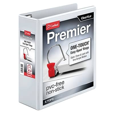 Cardinal - Easy Open ClearVue Locking Heavy Duty 3" 3-Ring View Binders, D-Ring - White Cardinal - Easy Open ClearVue Locking Heavy Duty 3" 3-Ring View Binders, D-Ring - White