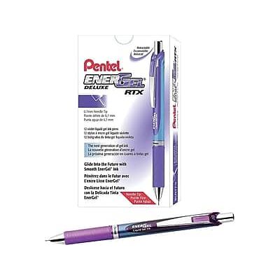 Pentel - EnerGel Deluxe RTX Retractable Gel Pens, Medium Point Needle Tip, 12/Pack - Purple Ink Pentel - EnerGel Deluxe RTX Retractable Gel Pens, Medium Point Needle Tip, 12/Pack - Purple Ink