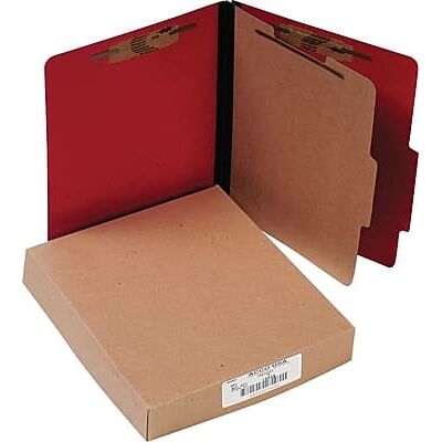 ACCO - ColorLife PRESSTEX Classification Folder w/PermClip Fasteners, 4 Parts, Executive Letter Size, 10/Pk - Red ACCO - ColorLife PRESSTEX Classification Folder w/PermClip Fasteners, 4 Parts, Executive Letter Size, 10/Pk - Red