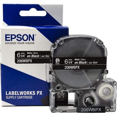 Epson - 1/4" Tape - 206WBPX - White on Black Epson - 1/4" Tape - 206WBPX - White on Black