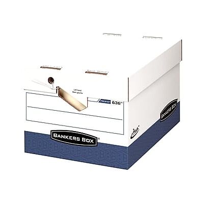 Bankers Box - Heavy-Duty File Storage Boxes, Lift-Off Lid, Letter/Legal Size/Blue, 12/Carton - White and Blue Bankers Box - Heavy-Duty File Storage Boxes, Lift-Off Lid, Letter/Legal Size/Blue, 12/Carton - White and Blue