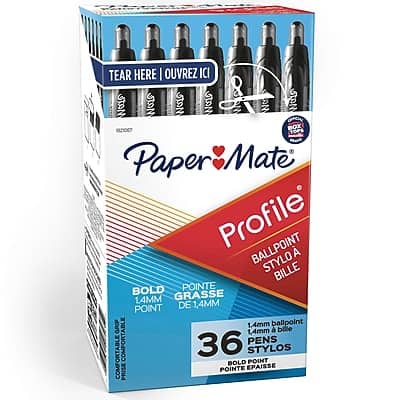 Paper Mate - Profile Retractable Ballpoint Pen, Bold Point, 36/Pack - Black Ink Paper Mate - Profile Retractable Ballpoint Pen, Bold Point, 36/Pack - Black Ink