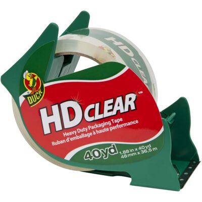 Duck - HD Clear 1.88 in. W X 40 yd L Heavy-Duty Packaging Tape with Dispenser Duck - HD Clear 1.88 in. W X 40 yd L Heavy-Duty Packaging Tape with Dispenser