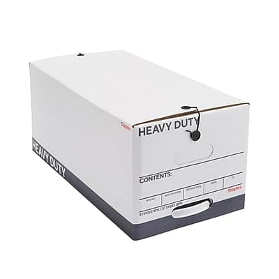 Staples - Heavy Duty File Box, String and Button Lid, Letter, 4/Pack - White/Gray Staples - Heavy Duty File Box, String and Button Lid, Letter, 4/Pack - White/Gray